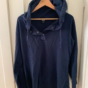 Patagonia W’s Navy Blue Hooded Long Sleeve Snap Tee, Large, good used condition